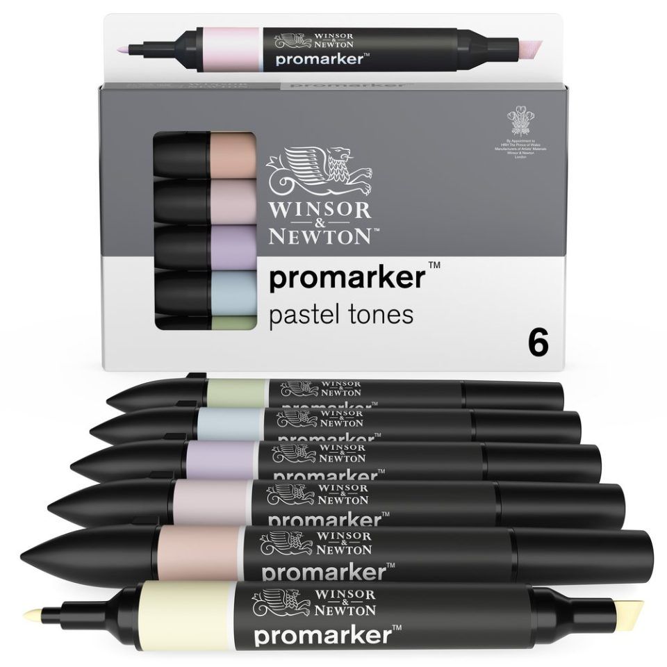 Winsor & Newton 884955070383 - Markeerstiften - Zwart - 6 stuks