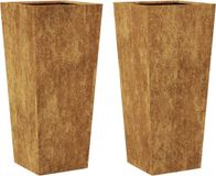 vidaXL Plantenbakken - 2 stuks - 35x35x75 cm - Weervast - Staal - Bruin