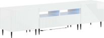 vidaXL Meuble TV 3 pièces LED Laqué blanc Bois composite