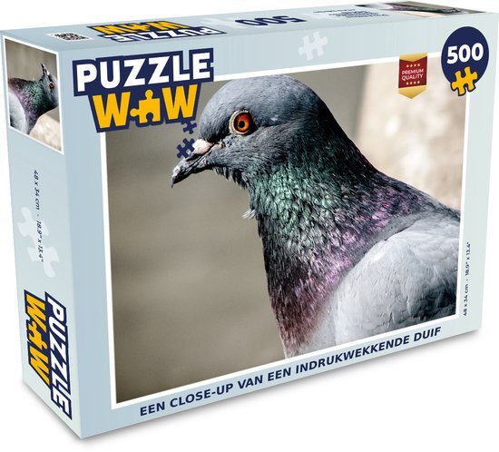 MuchoWow Puzzel Een close-up van een indrukwekkende duif - Legpuzzel - Puzzel 500 stukjes