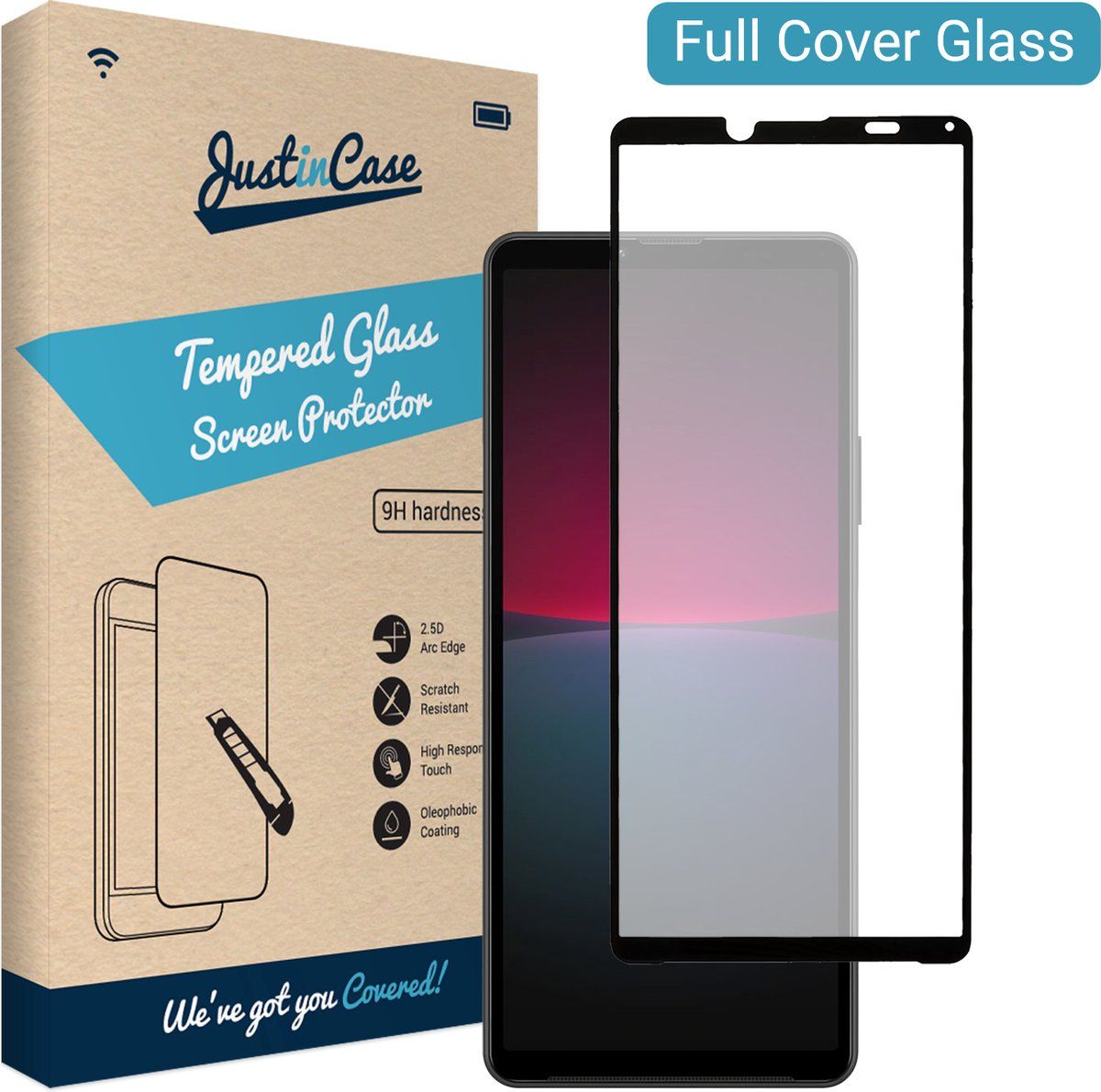 Just in Case Full Cover Screenprotector Sony Xperia 10 IV Zwart
