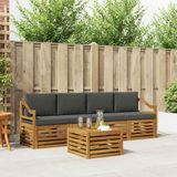 vidaXL Acacia Hout Bank Loungeset 4 Zitplekken Natuurlijk en Antraciet