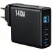 Chargeur mural GaN 140W avec écran TFT - 3x USB-C, 1x USB-A - Noir