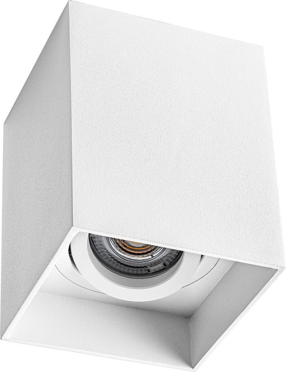 Qualu Opbouwspot GU10 - Proma Luxina Pro - Opbouw Vierkant - Mat Wit - Aluminium - Verdiept - Kantelbaar - 90mm