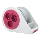 Mini-haspel Zenitech Mini-haspel met 3 stopcontacten, 2P+T, 7 m, roze