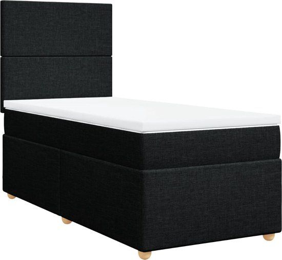 vidaXL Boxspring met matras stof zwart 100x200 cm