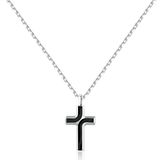 Brosway Heren ketting van staal met kruis symbool, halsketting voor heren, collectie backliner - BBC07, 480mm, Roestvrij staal, Geen edelsteen