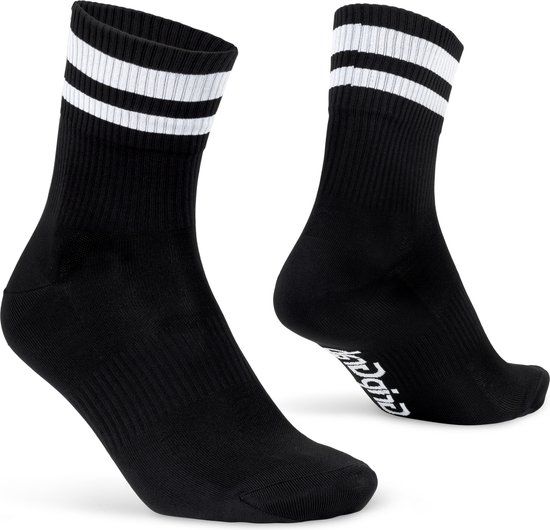 GripGrab Original Stripes Crew Zomer Fietssokken - Zwart - Maat S (38-41)