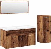 vidaXL 4-delige Badkamermeubelset bewerkt hout oud houtkleurig