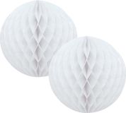 Merkloos / Sans marque Papieren kerstballen - 4x - wit - 10 cm - kerstversiering voor kerstboom
