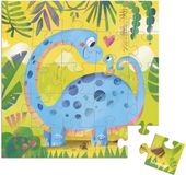 Janod - Puzzelkaart - Dino moeder en kind