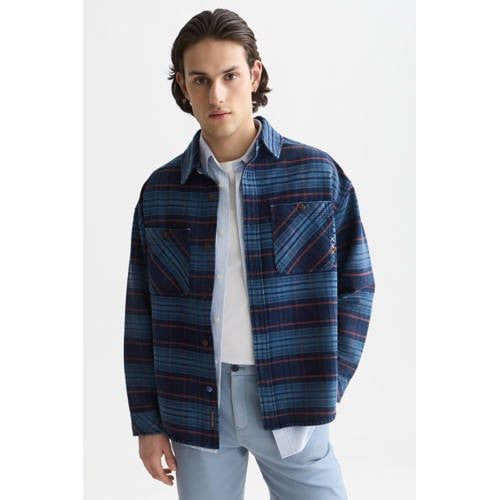 Scotch & Soda Denim Loose Fit Geruit Overshirt - Fiesta