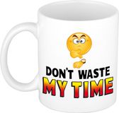 Bellatio Decorations Dont waste my time Koffiemok beker wit Smile Emoticon cadeau collega