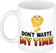 Bellatio Decorations Dont waste my time Koffiemok beker wit Smile Emoticon cadeau collega