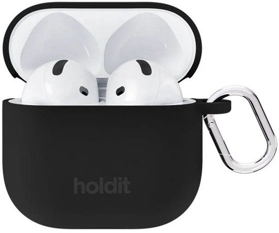 Holdit Solid Silicone Case voor de Apple AirPods 4 - Zwart
