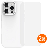 BlueBuilt Back Cover iPhone 16 Pro Wit + Screenprotector Glas Duo Pack