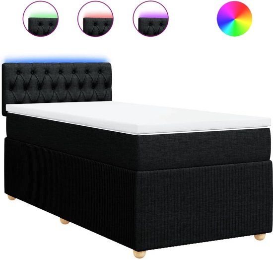 vidaXL Boxspring met matras stof zwart 90x190 cm