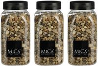 Mica Decorations decoratie stenen - 4 stuks - 650ml - bruin mix