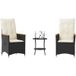 Resin Wicker Bistro Set with Cushions Black 510601