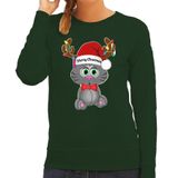 Bellatio Decorations Foute Kersttrui / sweater pour femmes - Merry Christmas - vert - kerstpoesje L