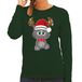 Bellatio Decorations Foute Kersttrui / sweater pour femmes - Merry Christmas - vert - kerstpoesje L