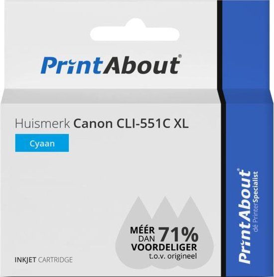 PrintAbout Huismerk Canon CLI-551C XL Cyaan Inktcartridge
