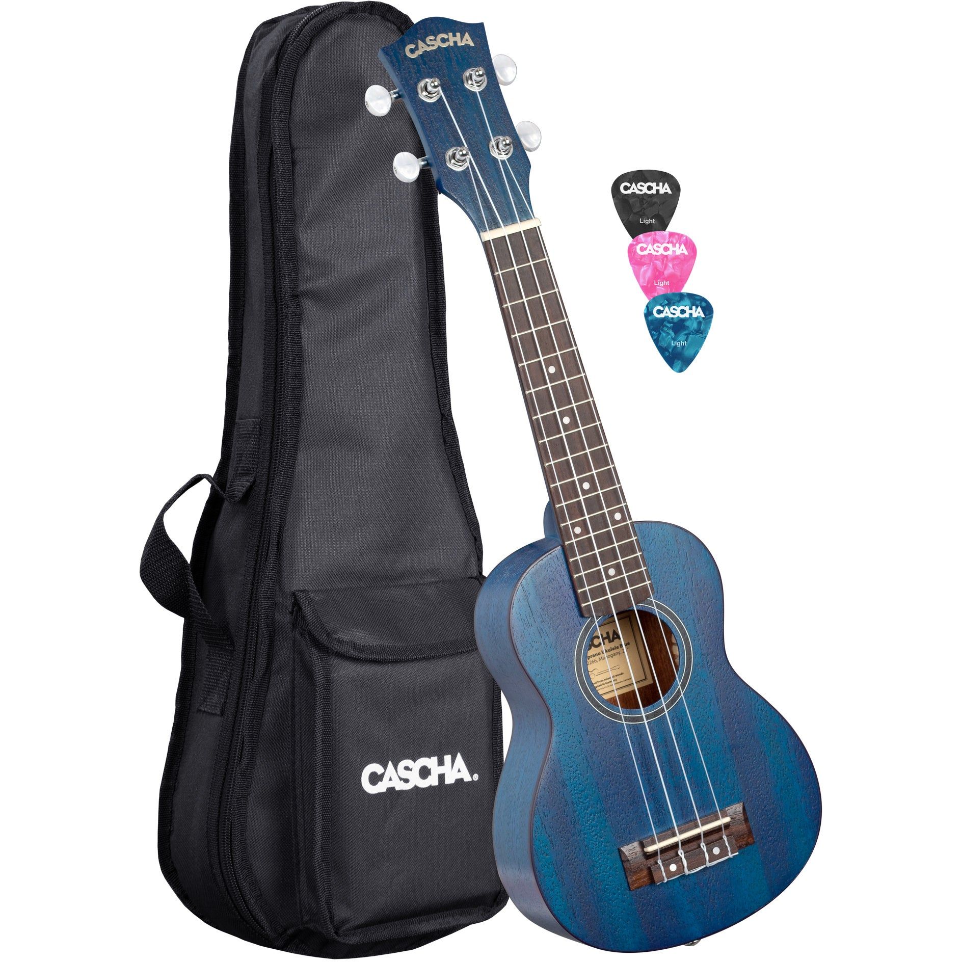 Cascha HH 2266 Premium Sopraan Ukelele - Blauw - Met Tas en Plectra