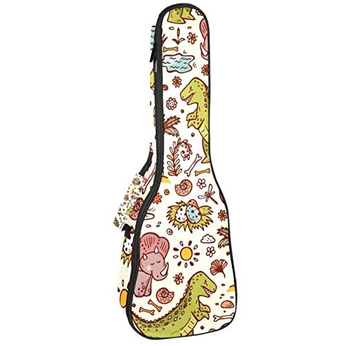 Mersov Tenor Ukulele Gigbag Waterdichte Ukelele Case Gewatteerde Rugzak, Geweldig voor Sopraan Concert (21/23/24") Vintage Retro Dinosaurus Bos Dier