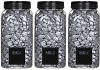 Mica Decorations decoratie steentjes - 3x - zilver - 1 kilo - 650ml - hobby steentjes