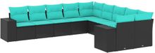 vidaXL set de jardin 10 pièces avec coussins en polyrotin noir