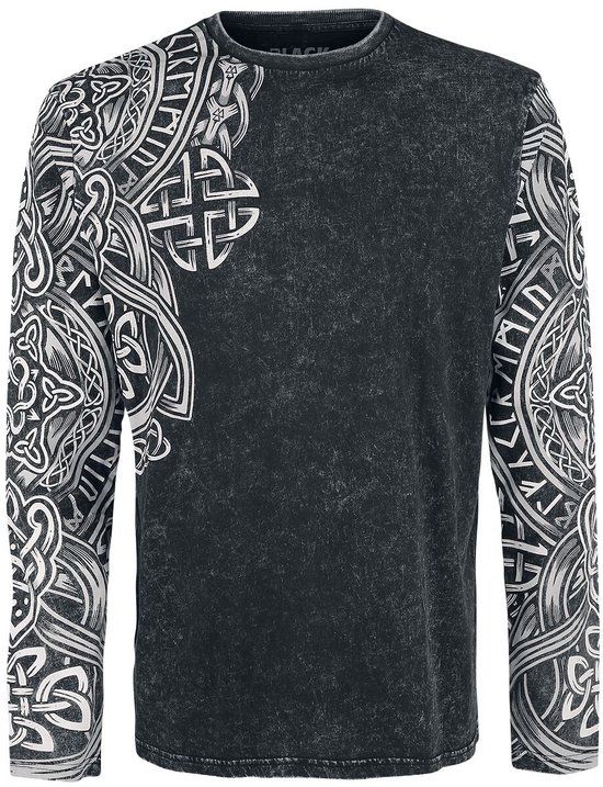 Black Premium by EMP Zwart shirt met lange mouwen en opdruk - Heren - 5XL