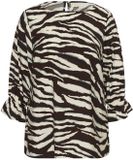 KAFFE Curve Vika Damesblouse met lange mouwen - Maat 44 - Coffee Bean/Turtledove Animal