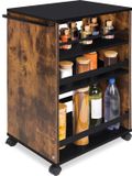 bomoe Bengt – Keukentrolley op Wieltjes 50x79x38 cm – Serveerwagen Hout met 3 Planken & FSC® werkblad – Bruin Zwart