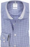 OLYMP Luxor comfort fit overhemd - donkerblauw met wit geruit (contrast) - Strijkvrij - Boordmaat: 45 (EU maat: XXL)