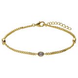 Lucardi - Dames Zilveren goldplated armband met hanger met zirkonia - Armband - 925 Zilver - Goudkleurig - 19 cm