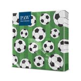 PAW - Papieren servetten, 3-laags (33 x 33 cm), 20 stuks, voor feesten, verjaardagen, vieringen, ideale tafeldecoratie, verjaardagsfeest, voetbal