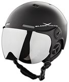 BLACK CREVICE Skihelm voor volwassenen in pilotenstijl met extra oranje wisselvizier, mat zwart/wit