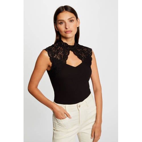 Morgan Semi-Transparent Lace Top - Black