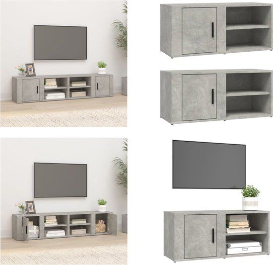 vidaXL Tv-meubels 2 st 80x31,5x36 cm bewerkt hout betongrijs