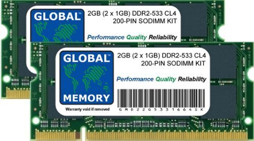 GLOBAL MEMORY 2GB (2 x 1GB) DDR2 533MHz PC2-4200 200-PIN SODIMM GEHEUGEN RAM KIT VOOR LAPTOPS/NOTITIEBOEKJE