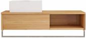 Vente-unique meuble sous vasque suspendu en teck avec porte-serviettes et vasques à poser en céramique carrées - 105 cm - KUPANG