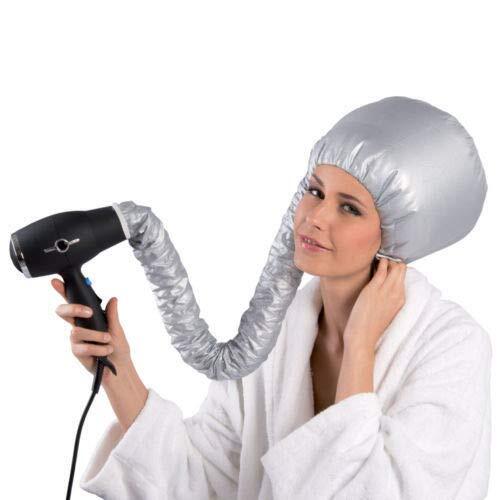 Bonnet Helm voor het drogen, haardroger met elastiek voor bevestiging van mobiele telefoon, grijs