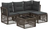 vidaXL Tuinbank - Set - 5-delig - Grijs - Polyrattan