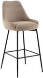 Vente-unique Set van 2 barkrukken in bouclé en zwart metaal - Taupe - TOYBA