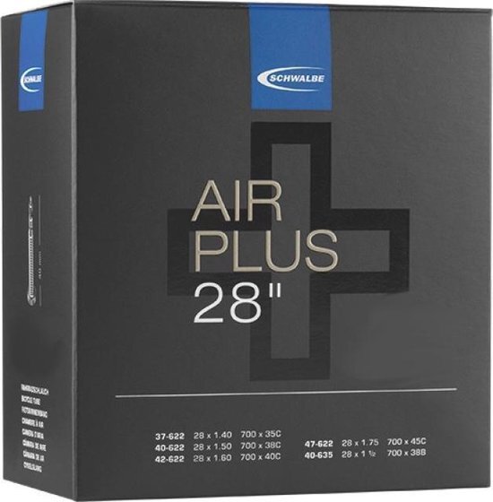 Schwalbe Air Plus slang, zwart, eenheidsmaat