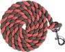 HKM Cotton met karabijnhaak Halstertouw Olijfgroen/Neon-Koraalrood 180 cm