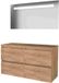 Basic Line Economic 46 Badkamermeubelset - 120 x 46 cm - Greeploos - 4 Lades - Wastafelblad - Spiegel met LED Verlichting - Whisky Oak