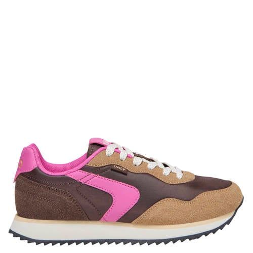 ONLY ONLY Onlbrenna imitatieleren sneakers - bruin/roze