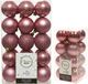 Decoris Boules de Noël plastique vieux rose 4-6 cm 46x pièces - mix mat et brillant - avec fils de suspension - décoration de sapin de Noël