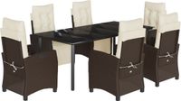 vidaXL 7-delige tuinset met kussens, bruin, polyrotan